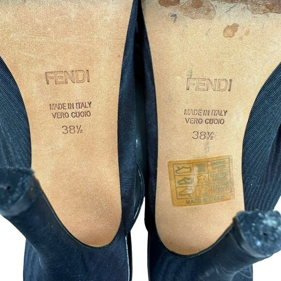 Fendi Designer Shoes Black Satin Open Toes Sandals 38.5 / 7.5 - Picture 10 of 16